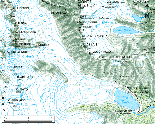 Map of the Cerro Torre Massif